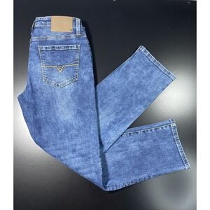 GUESS Los Angeles Mens Del Mar Fit Slim Straight Whiskered Blue Jeans 32x30
